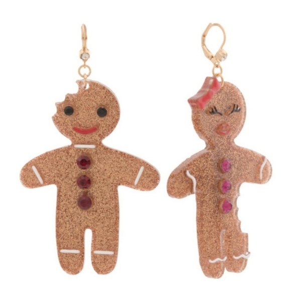 🔹️Betsey Johnson🔹️ Glitter Gingerbread Earrings - Picture 2 of 3
